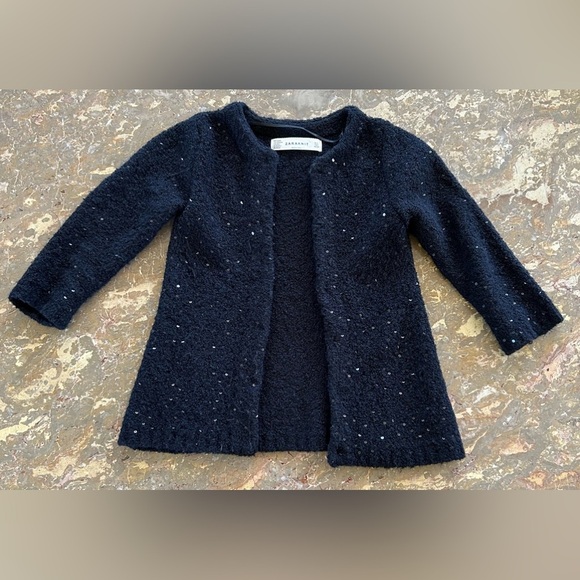 🔥Zara | Women’s black wool blend open front cardigan, black sequin detailing, S - Picture 4 of 7